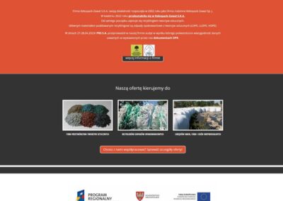 Zrzut ekranu strony głównej firmy Rekopack z Konina