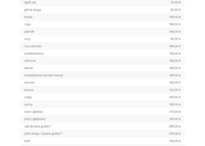 Wizualizacja strony cennika SilkySkin.pl