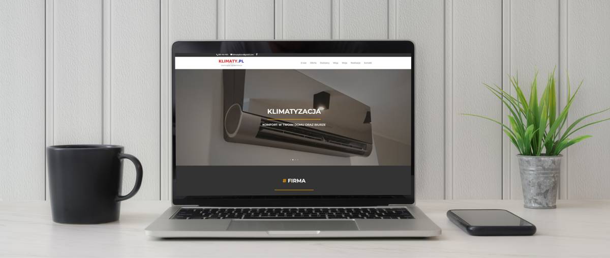 Wizualizacja projektu strony internetowej firmy Klimaty