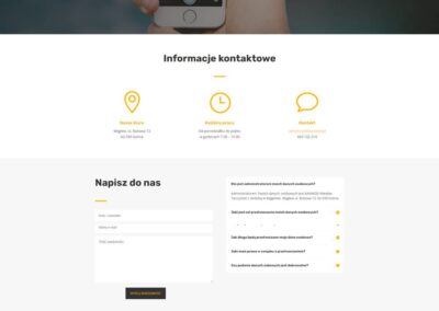 Zrzut ekranu strony internetowej firmy Kanwod - kontakt