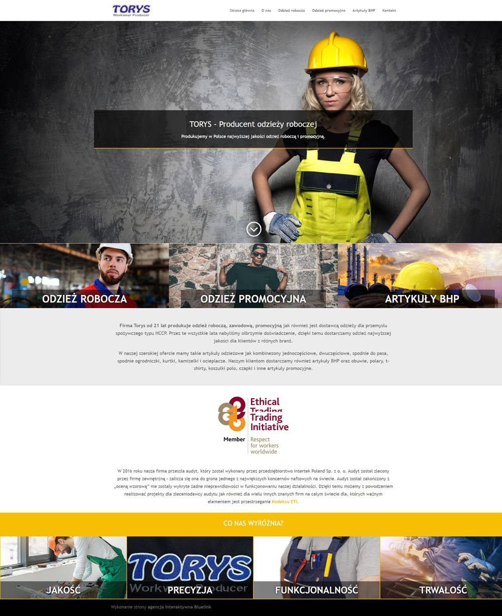 Zrzut ekranu strony głównej firmy Torys