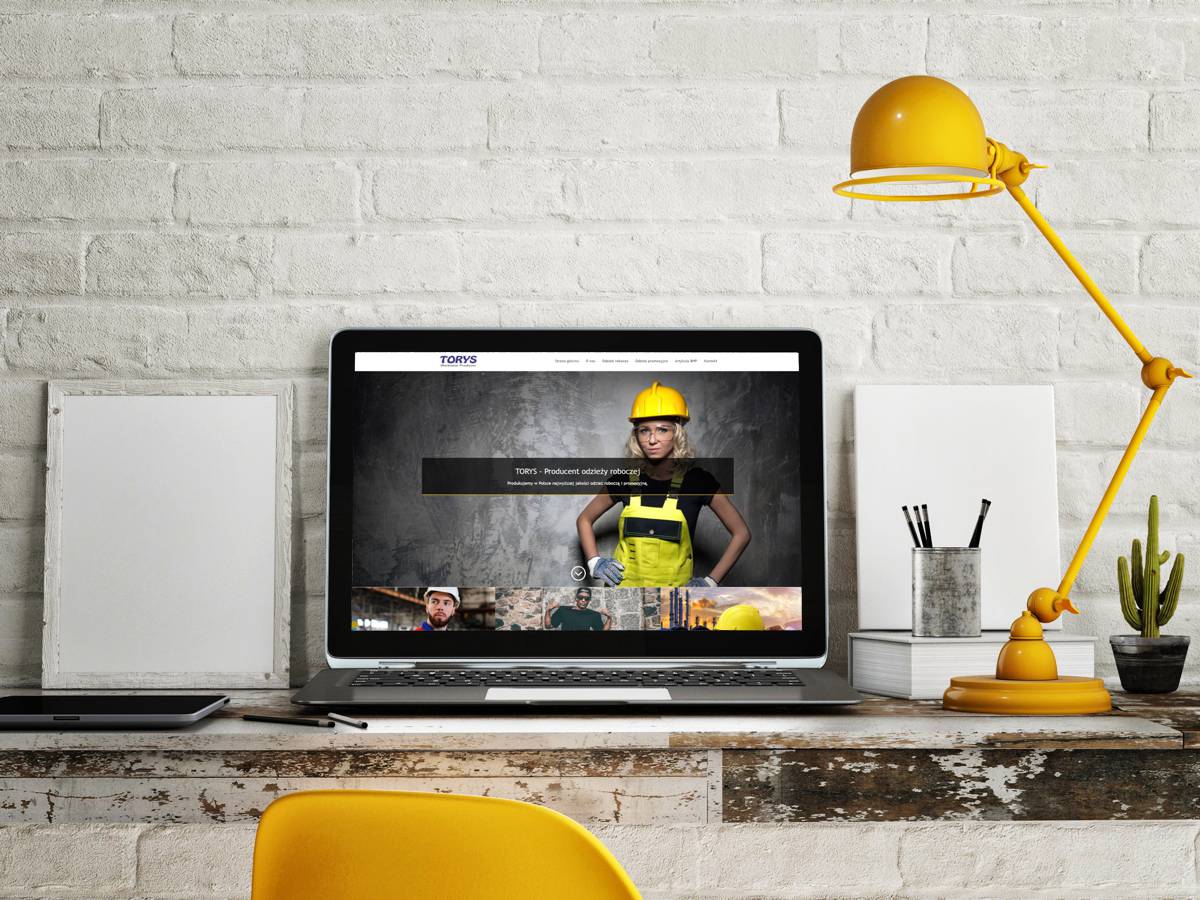 Wizualizacja projektu strony internetowej firmy Torys z Konina - producenta odzieży roboczej i promocyjnej