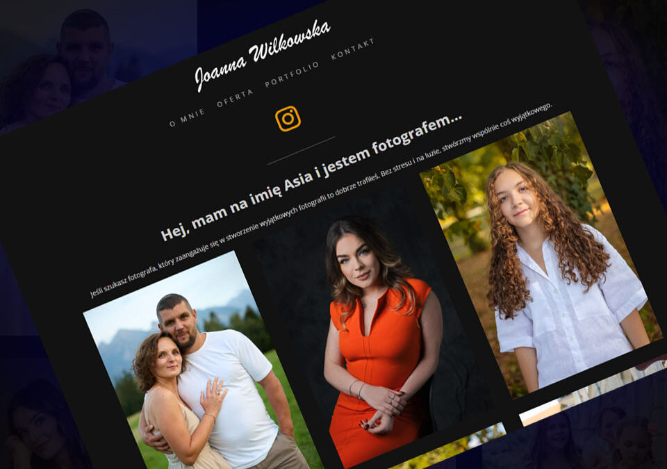 Strona internetowa fotograf Joanny Wilkowskiej