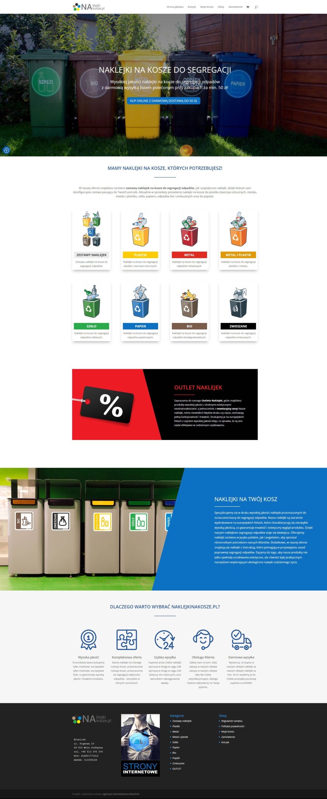 Wizualizacja projektu sklepu internetowego NaklejkiNaKosze.pl