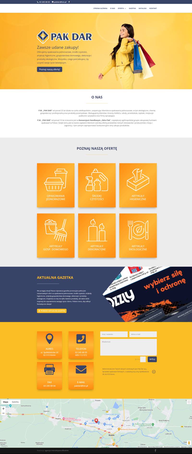 Wizualizacja projektu strony głównej padkar.pl firmy PAK DAR z Konina