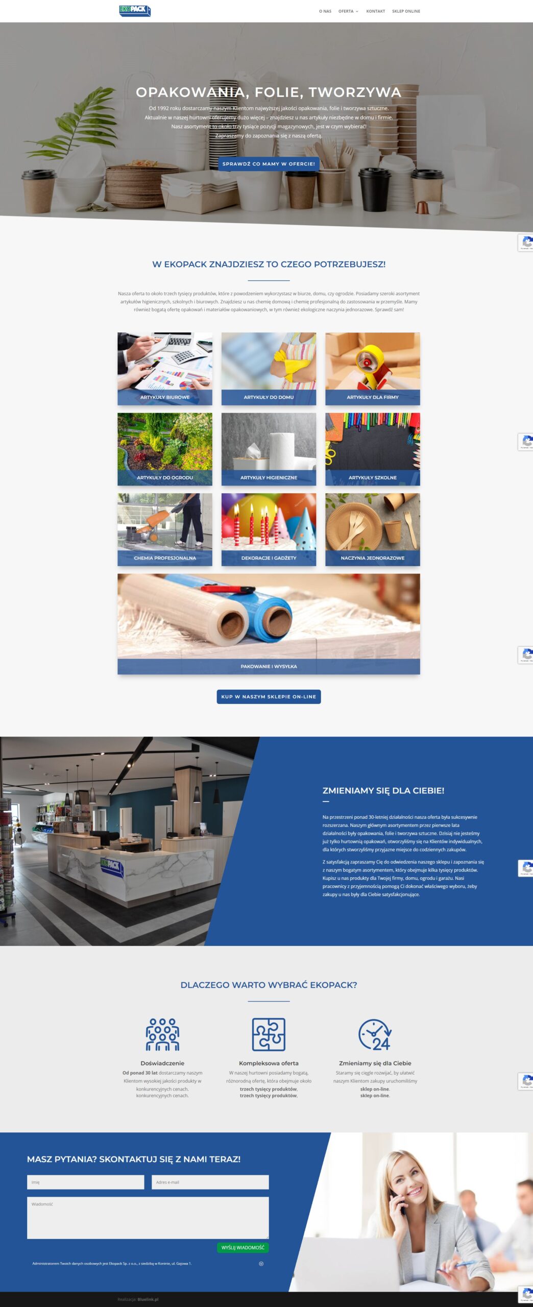 Wizualizacja projektu strony głównej www.ekopack.pl firmy EKOPACK z Konina